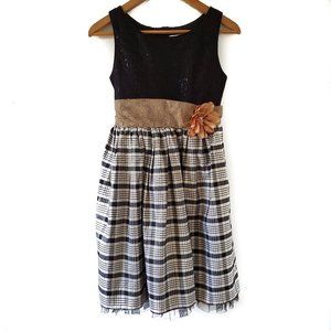 *** Claire Bell Formal Black Plaid Dress